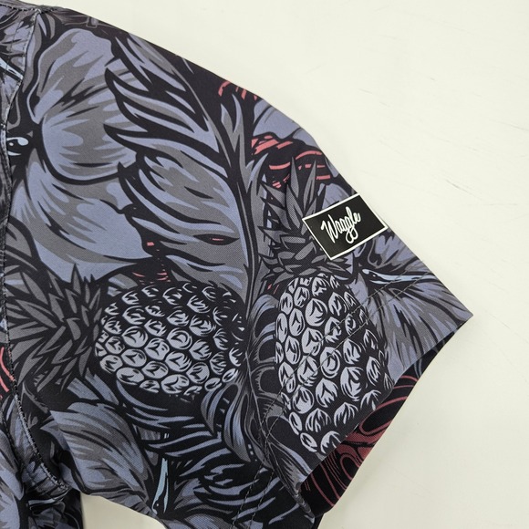 Waggle‎ Polo Shirt Mens Small Hawaiian Floral AOP Golf Performance Short Sleeve - Picture 3 of 7